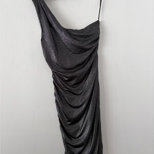 GUESS Black Shimmer One-Shoulder Mini Dress